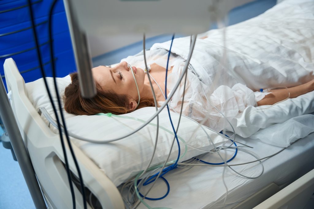 Lady having treatment and recovery after surgery